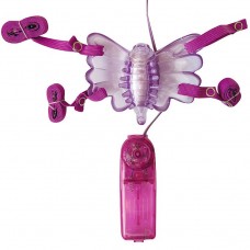 Фиолетовая вибробабочка на ремешках с пультом управления вибрацией (цвет -фиолетовый) (107834)