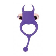 Фиолетовое эрекционное виброкольцо с рожками и хвостиком (цвет -фиолетовый) (107994)