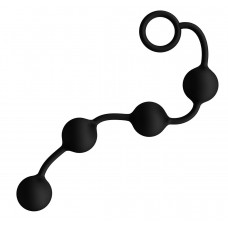 Большая черная анальная цепочка из 4 шариков - 49 см. (цвет -черный) (108074)