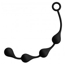 Чёрная анальная цепочка из 4 каплевидных шариков - 34 см. (цвет -черный) (108075)