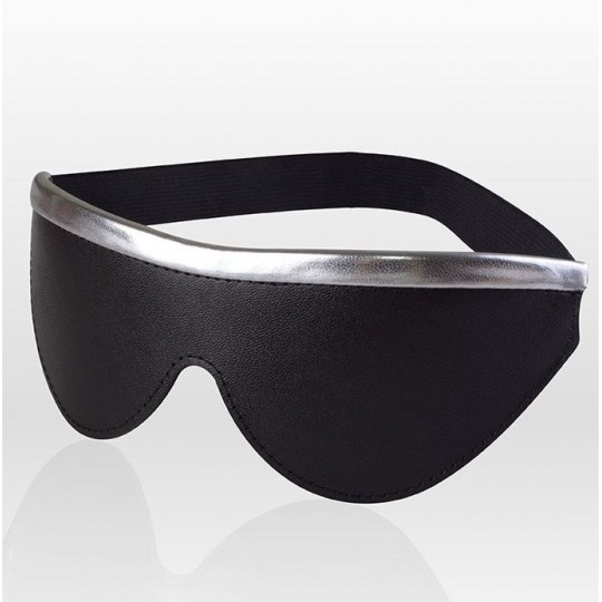 Черная кожаная маска на резинке с серебристой полосой (цвет -черный с серебристым) (108100) фото 1