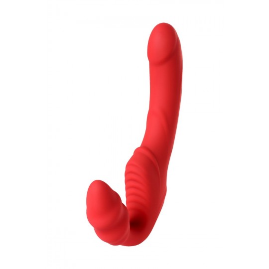 Красный безремневой страпон с вибрацией (цвет -красный) (108119) фото 15