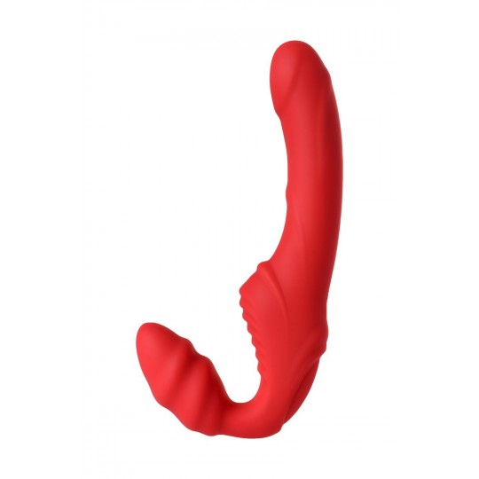 Красный безремневой страпон с вибрацией (цвет -красный) (108119) фото 14
