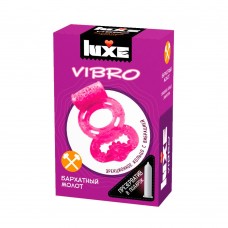 Розовое эрекционное виброкольцо Luxe VIBRO  Бархатный молот  + презерватив (цвет -розовый) (108194)