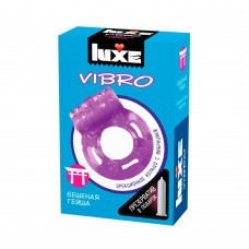 Фиолетовое эрекционное виброкольцо Luxe VIBRO  Бешеная гейша  + презерватив (цвет -фиолетовый) (108195)