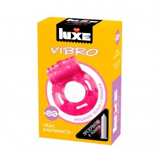 Розовое эрекционное виброкольцо Luxe VIBRO  Ужас Альпиниста  + презерватив (цвет -розовый) (108202)