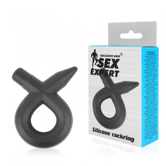 Черное силиконовое эрекционное кольцо Sex Expert (цвет -черный) (108350) фото 2