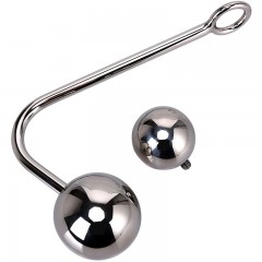 Серебристый анальный крюк со сменными накручивающимися шариками на конце - 14 см. (цвет -серебристый) (108366)