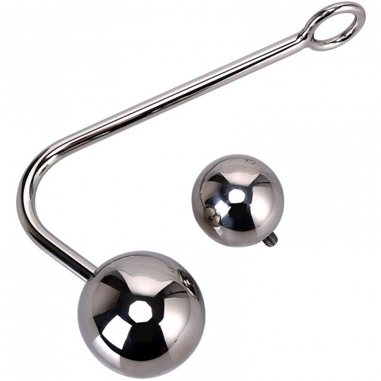 Серебристый анальный крюк со сменными накручивающимися шариками на конце - 14 см. (цвет -серебристый) (108366) фото 1