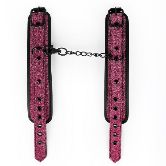 Розово-черные наручники с регулируемыми застежками (цвет -розовый с черным) (108475) фото 3