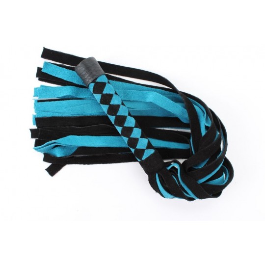 Черно-голубая замшевая плеть с ромбами на ручке - 58 см. (цвет -черный с голубым) (108482) фото 1