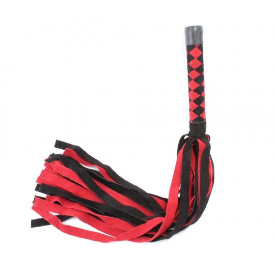 Черно-красная замшевая плеть с ромбами на рукояти - 60 см. (цвет -черный с красным) (108483) фото 2
