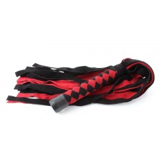 Черно-красная замшевая плеть с ромбами на рукояти - 60 см. (цвет -черный с красным) (108483)