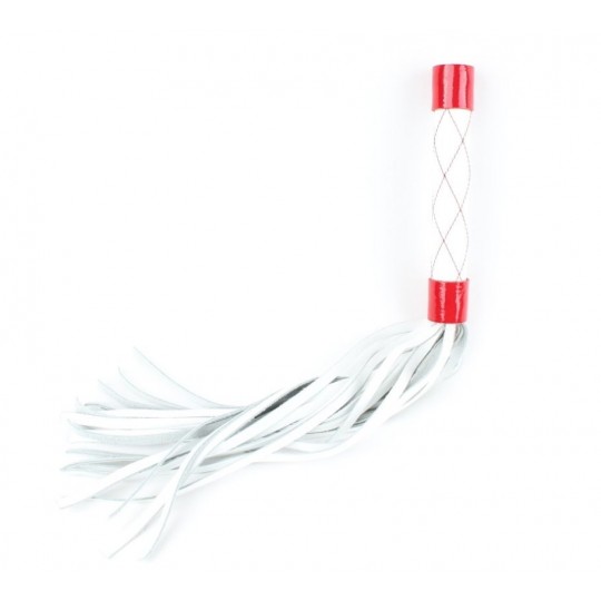 Бело-красная плеть средней длины с ручкой - 44 см. (цвет -белый с красным) (108485) фото 2