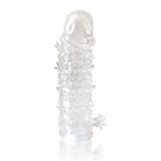 Закрытая прозрачная рельефная насадка Crystal sleeve - 13 см. (цвет -прозрачный) (108592)
