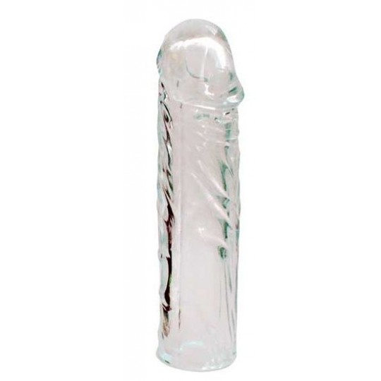 Закрытая прозрачная насадка-фаллос Crystal sleeve - 16 см. (цвет -прозрачный) (108595) фото 1