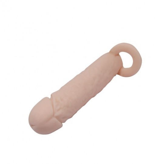 Насадка на пенис с кольцом для мошонки - 16 см. (цвет -телесный) (108609) фото 4