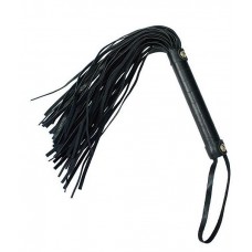 Чёрный флоггер с плетеной рукоятью - 38 см. (цвет -черный) (108702)