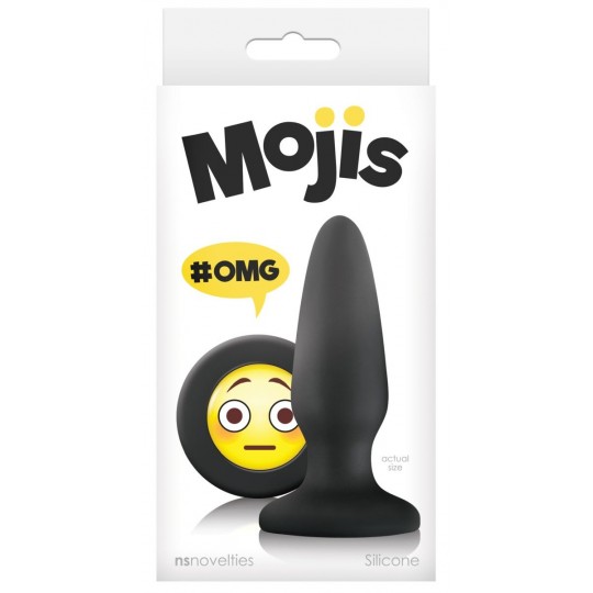 Черная силиконовая пробка среднего размера Emoji OMG - 10,2 см. (цвет -черный) (108784) фото 2