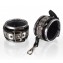 Серебристо-чёрные кожаные наручники (цвет -серебристый с черным) (109059) фото 1