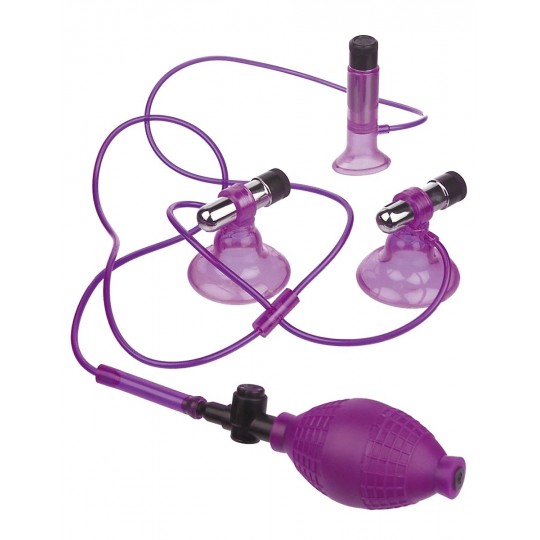 Виброприсоски-помпы для стимуляции сосков и клитора Triple Suckers (цвет -фиолетовый) (10988) фото 1