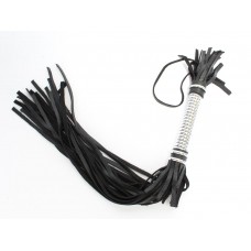 Черная длинная плеть с серебристой ручкой - 56 см. (цвет -черный с серебристым) (117507)