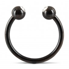 Черное металлическое кольцо под головку со стразами Glans Ring (цвет -черный) (117631)