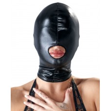 Черная эластичная маска на голову с отверстием для рта (цвет -черный) (117636)