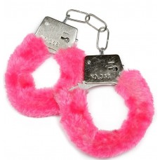 Металлические наручники с розовой опушкой и ключиком (цвет -розовый) (117985)
