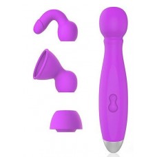 Фиолетовый вибромассажер BOWLING с 3 насадками (цвет -фиолетовый) (118110)