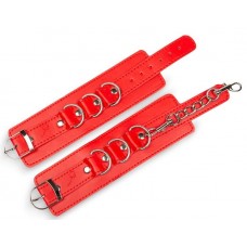Красные наручники на застежках с цепочкой  (цвет -красный) (118230)