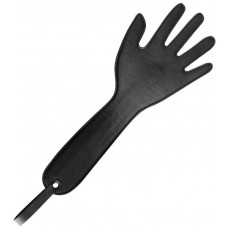 Черная шлепалка с виде ладони с удлиненной ручкой - 36 см. (цвет -черный) (118237)