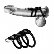 Набор из 3 силиконовых колец с ремешком и креплением для поводка (цвет -черный) (120010)