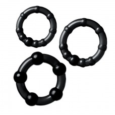 Набор из 3 черных силиконовых эрекционных колец разного размера (цвет -черный) (122028)