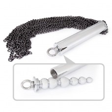 Серебристо-черная металлическая плеть с рукоятью-елочкой - 56 см. (цвет -серебристый с черным) (122034)