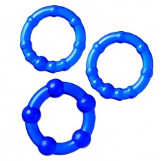 Набор из 3 синих силиконовых эрекционных колец разного размера (цвет -синий) (122036)
