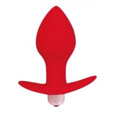 Красная коническая анальная вибровтулка с ограничителем - 8 см. (цвет -красный) (122040)