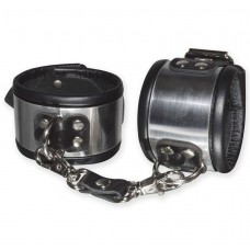 Эффектные серебристо-черные наручники с металлическим блеском (цвет -серебристый с черным) (122044)