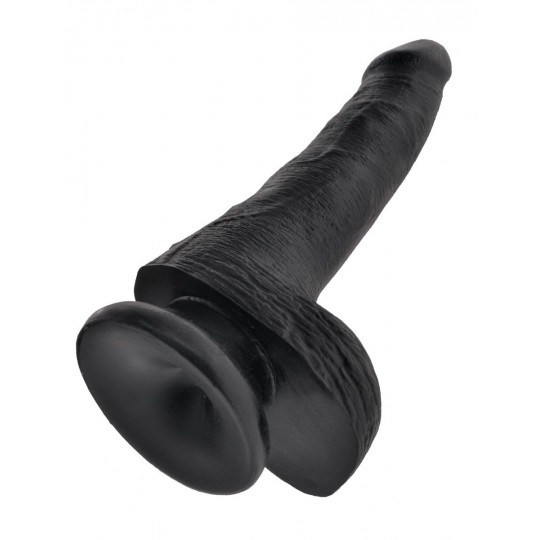 Черный фаллоимитатор с мошонкой и присоской 6  Cock with Balls - 17,8 см. (цвет -черный) (127866) фото 3