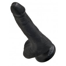 Черный фаллоимитатор с мошонкой и присоской 6  Cock with Balls - 17,8 см. (цвет -черный) (127866)