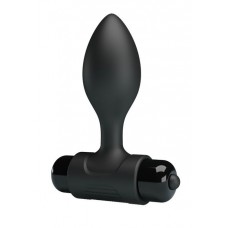 Черная анальная пробка с мощной вибрацией Vibra - 8,6 см. (цвет -черный) (128668)
