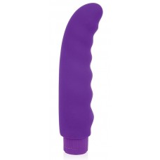 Фиолетовый изогнутый ребристый вибромассажер - 15 см. (цвет -фиолетовый) (128706)