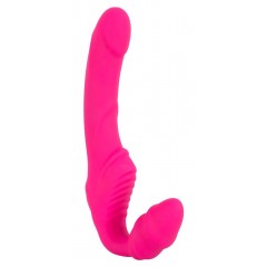 Розовый безремневой страпон с вибрацией (цвет -розовый) (129127)