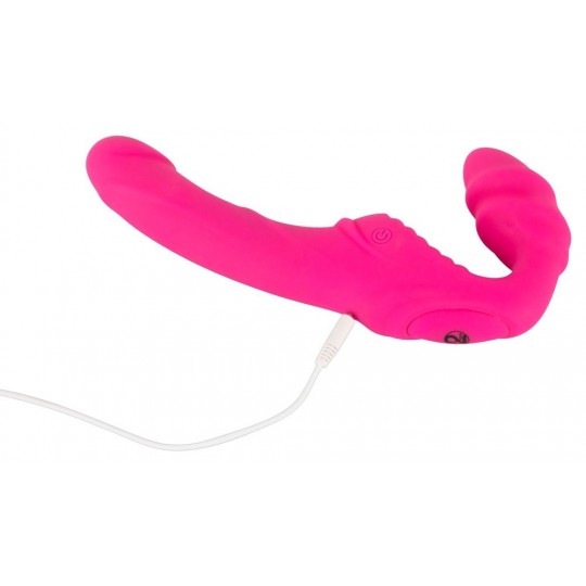 Розовый безремневой страпон с вибрацией (цвет -розовый) (129127) фото 4