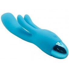 Голубой вибратор INDULGENCE Rechargeable Frolic Bunny - 18,7 см. (цвет -голубой) (129539)