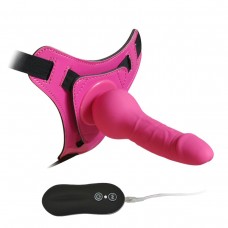 Розовый страпон 10 Mode Vibrations 6.3  Harness Silicone Dildo - 15,5 см. (цвет -розовый) (129625)