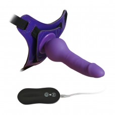 Фиолетовый страпон 10 Mode Vibrations 6.3  Harness Silicone Dildo - 15,5 см. (цвет -фиолетовый) (129626)