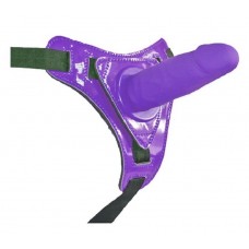 Фиолетовый страпон на лакированных трусиках - 12 см. (цвет -фиолетовый) (129637)