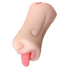 Телесный двусторонний мастурбатор Fruity Tongue - ротик и вагина (цвет -телесный) (131484)