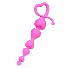 Розовая силиконовая анальная цепочка Sweety - 18,5 см. (цвет -розовый) (131653)